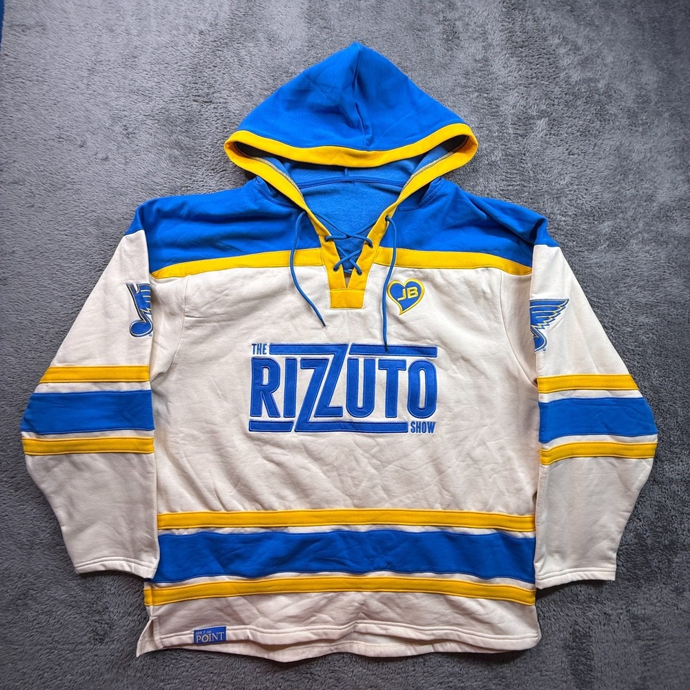 The Rizzuto Show St. Louis Blues Jersey Hoodie 105.7 The Point Adult L/XL NWOT